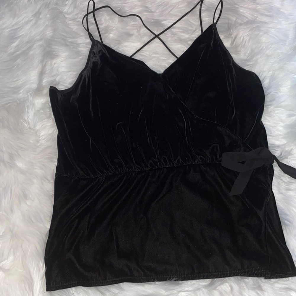 Black velvet tank top